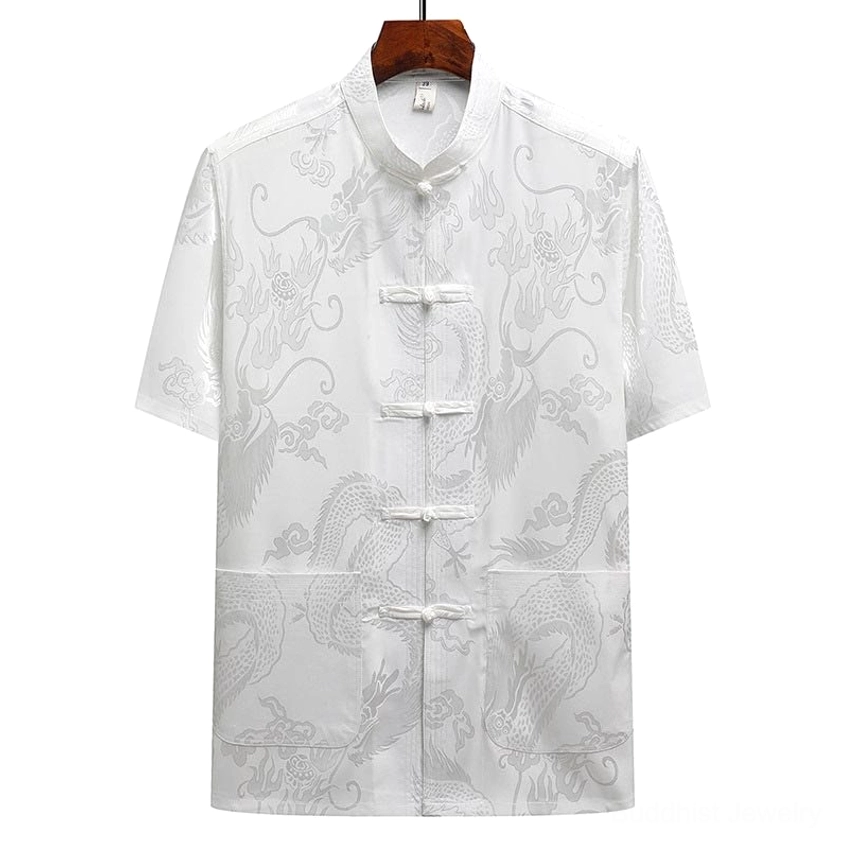 Men's dragon jacquard Tang suit with elasticated waist for comfort and fit
