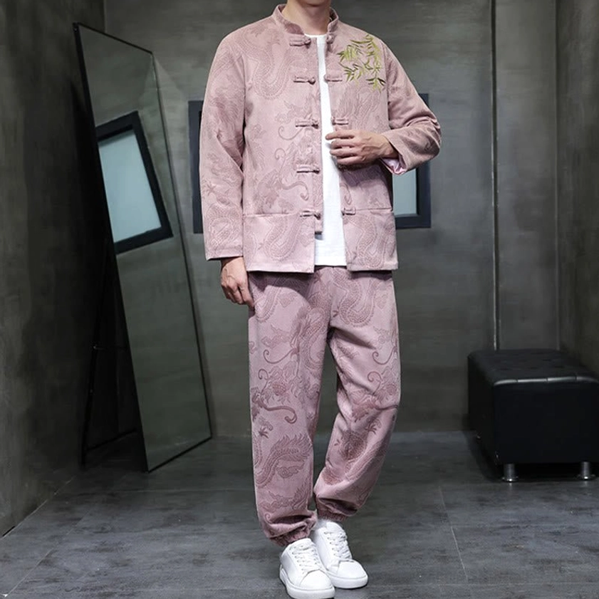 Tang suit two-piece set showing complete styling for formal occasions and celebrations