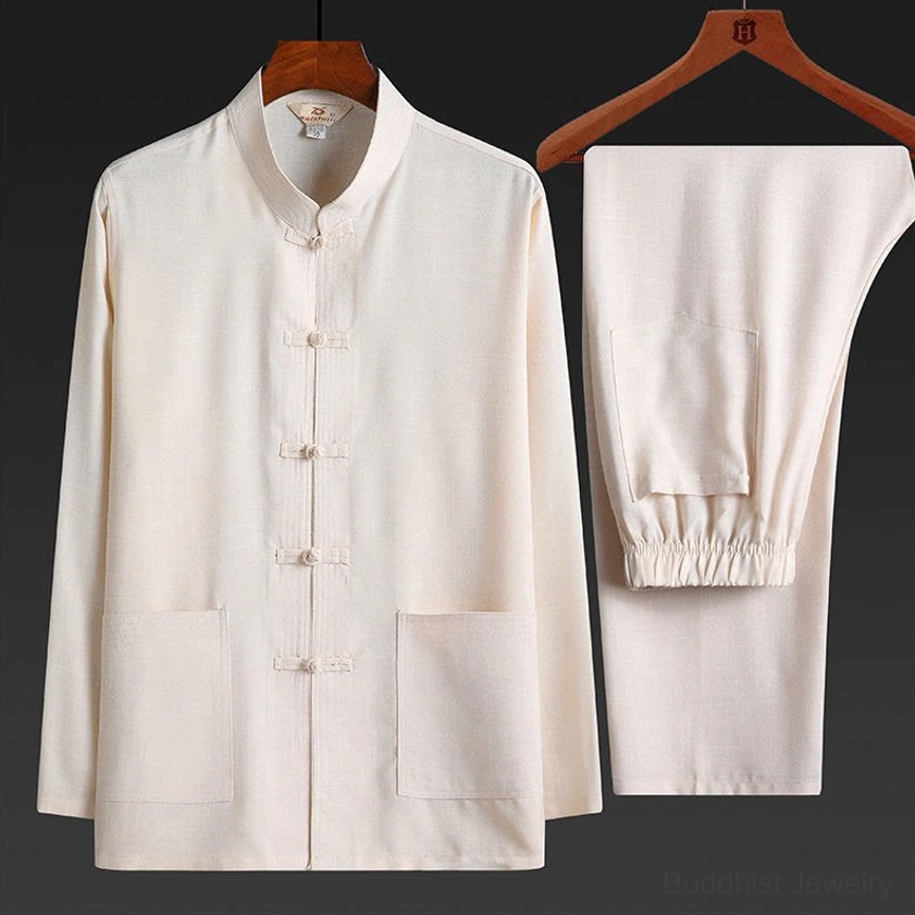 Linen color Tang suit two-piece set front hanging display
