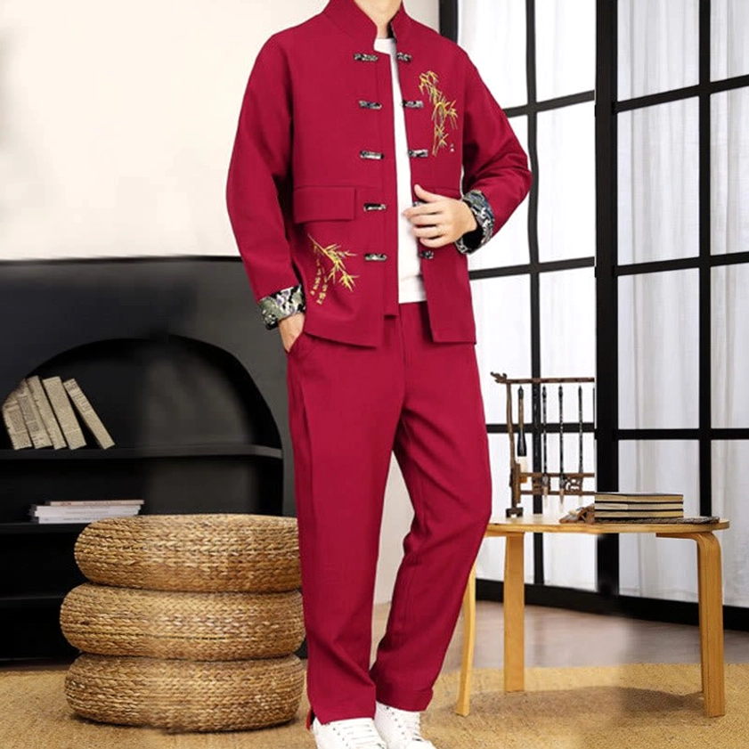 Men's Tang suit set care instructions - washing and maintenance guide for bamboo embroidered suit