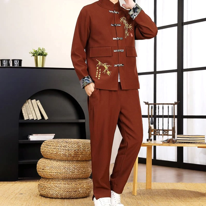 Men's Tang suit quality showcase - handcrafted details and premium polyester fabric