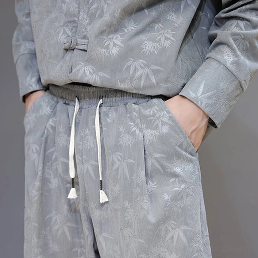 Tang suit pants ankle cuff and hem detail showing tapered fit
