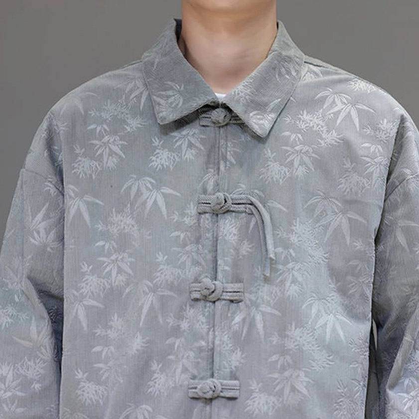 Pants elastic waistband detail on tang suit with bamboo print coordination