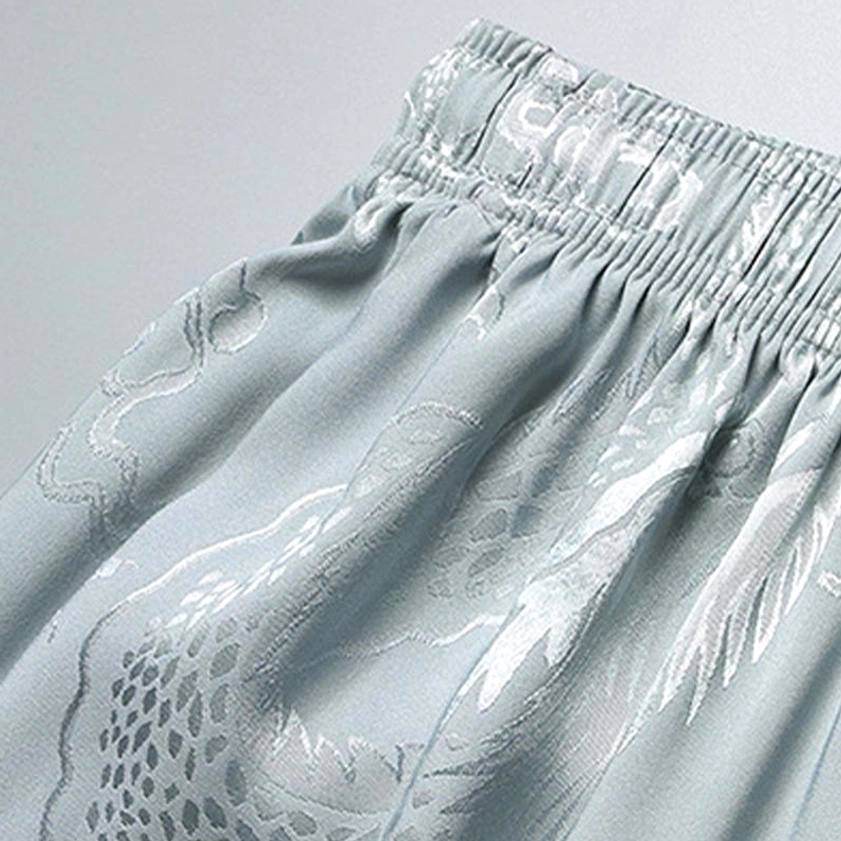 Dragon jacquard Tang suit pants side pocket and fabric detail