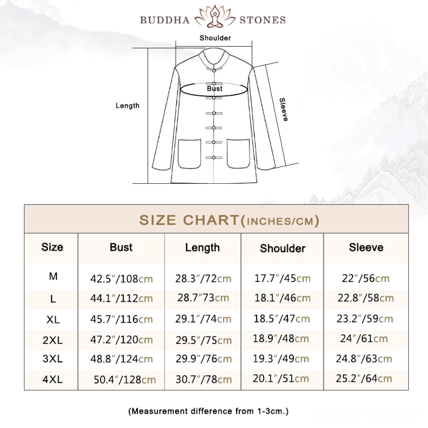 Tang suit pants size measurement chart - waist, hip and inseam dimensions for all sizes