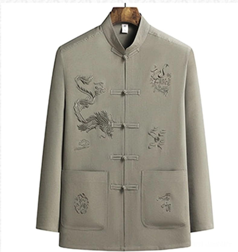 Tang suit size options L to 4XL - all available sizes in dragon embroidered design for men of various body types and heights