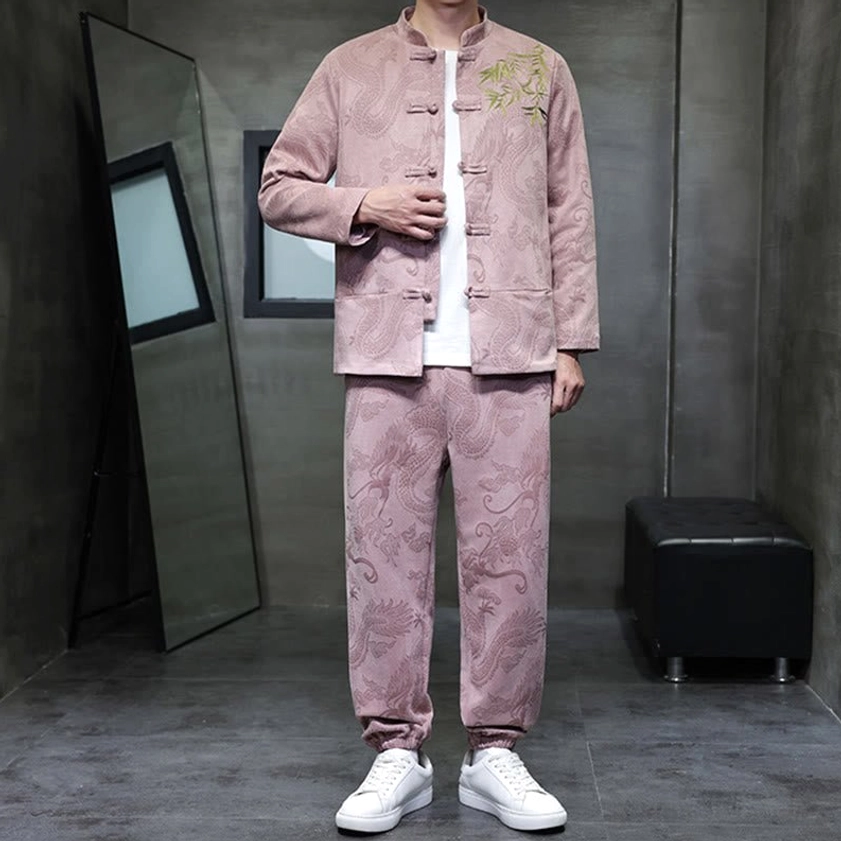 Traditional Tang suit two-piece set in studio display showing overall presentation