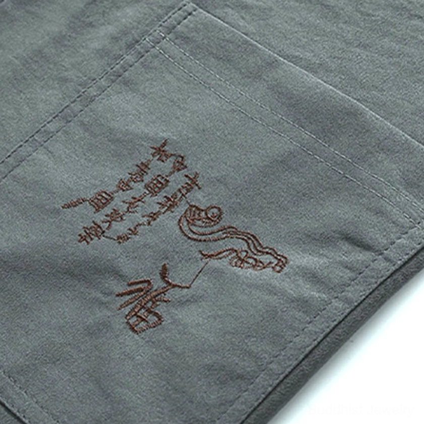 Authentic traditional Chinese Tang suit frog button closure and craftsmanship detail view