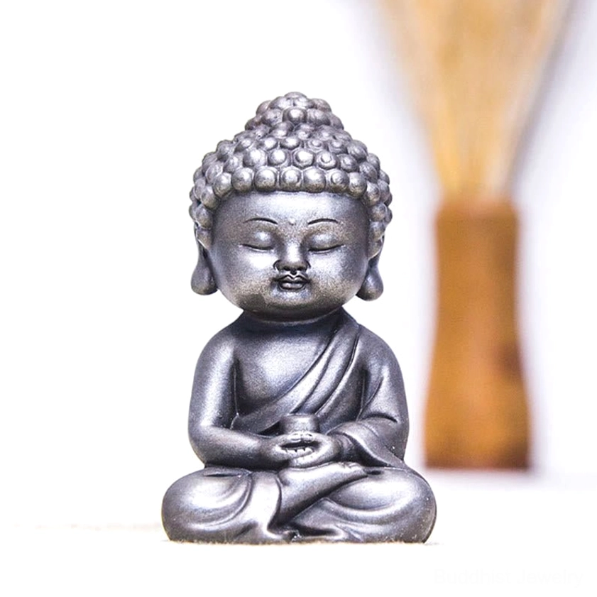 Tathagata Buddha statue handcrafted resin meditation sculpture close-up detail