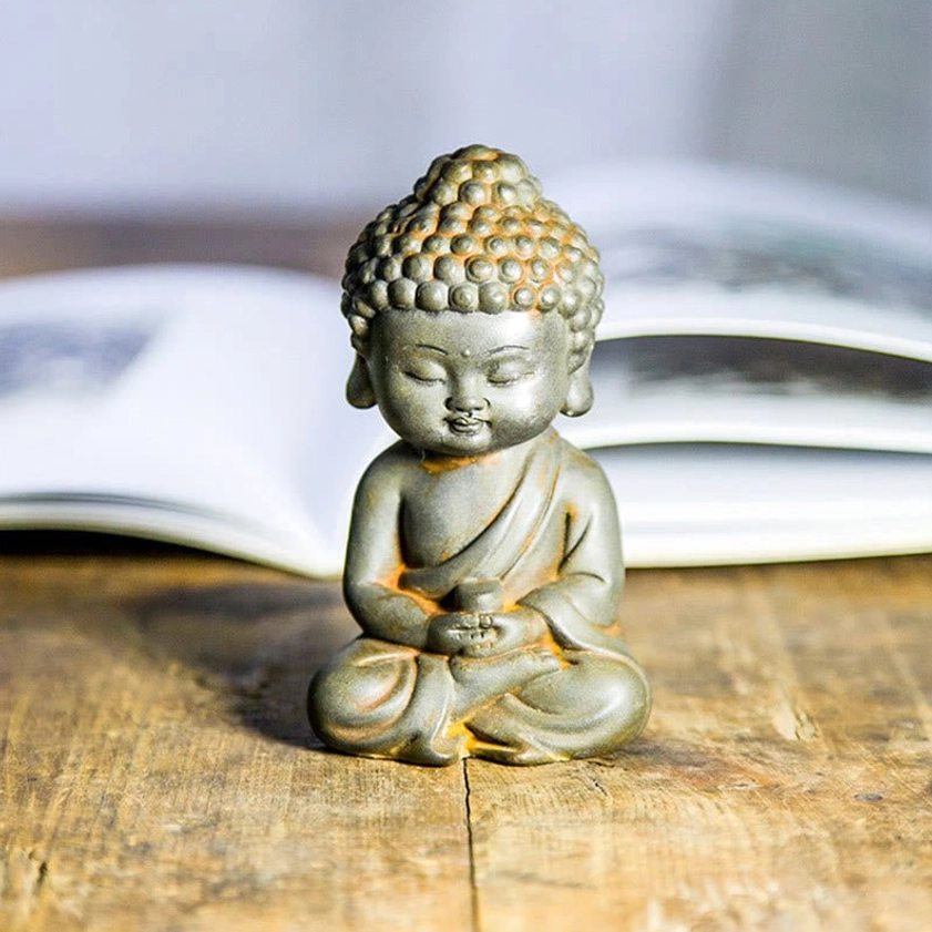Tathagata Buddha statue handcrafted resin bodhisattva polished finish close-up