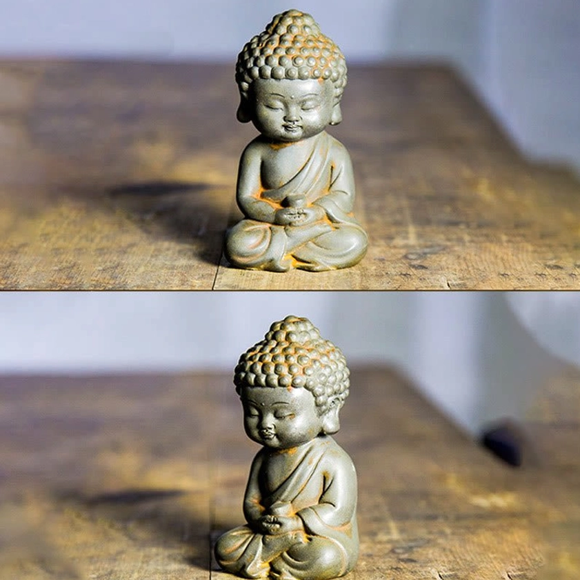 Tathagata Buddha statue polished finish meditation sculpture three-quarter view