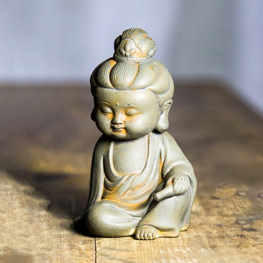 Tathagata Buddha statue rust finish handcrafted resin meditation sculpture