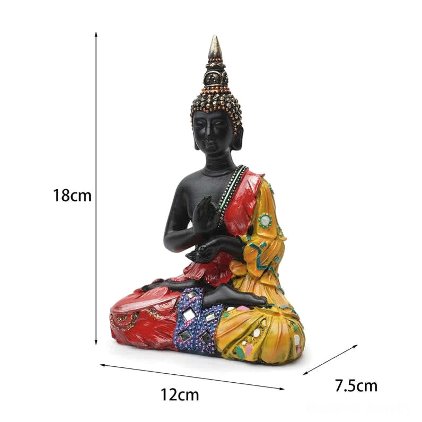Thai Buddha resin statue size reference and proportions for home decor placement