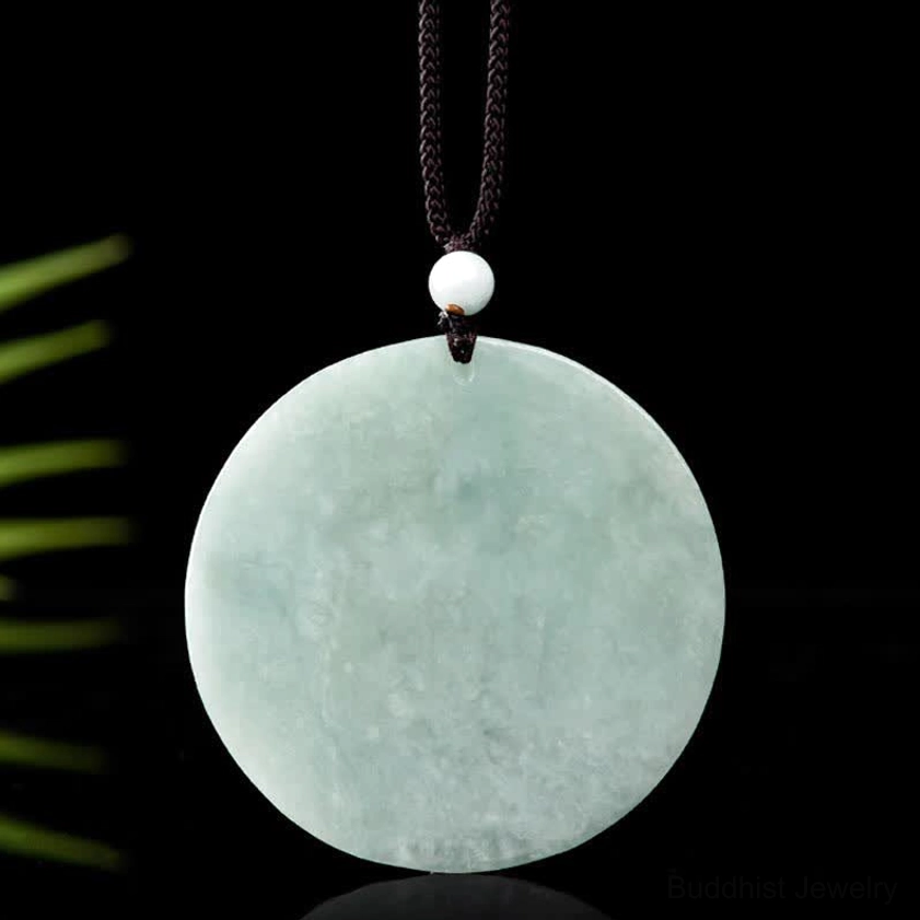 Thousand-hand Avalokitesvara jade pendant necklace Buddhist spiritual jewelry for compassion protection and abundance with natural light green jade