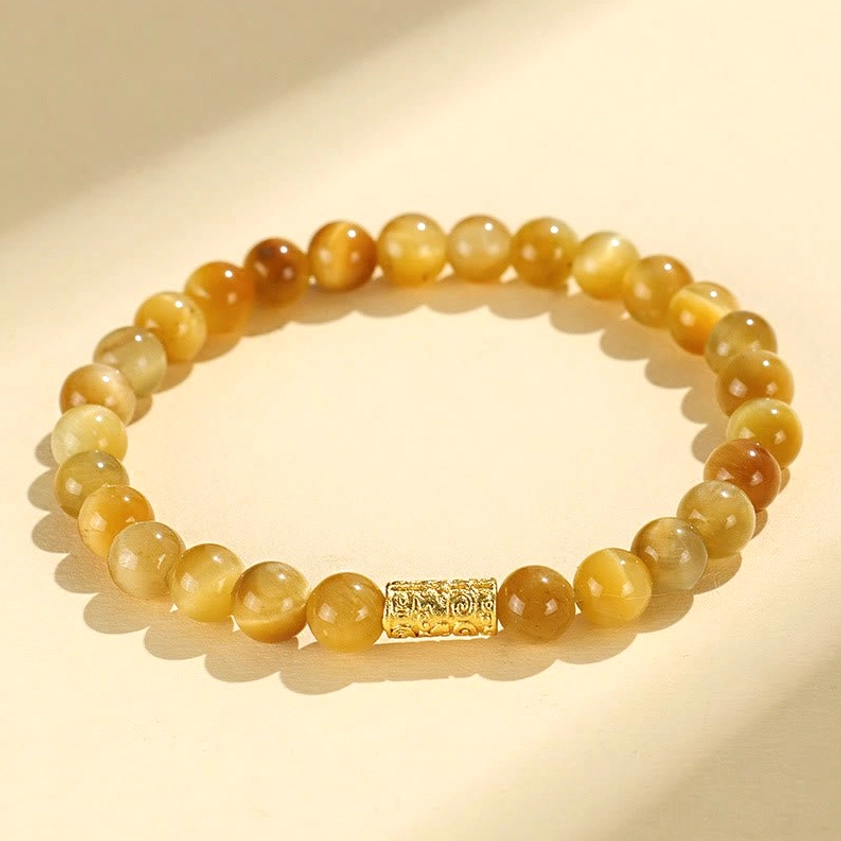Tiger eye auspicious amulet buddhist bracelet with traditional charm design