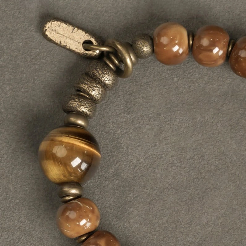 Handcrafted tiger eye bracelet with premium elastic string detail