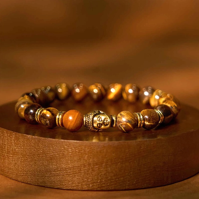 Classic Tiger Eye Buddha Bracelet – Traditional Golden Brown Variety