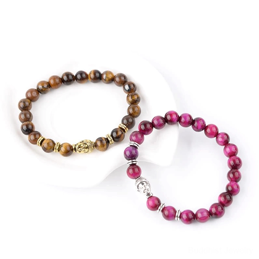 Tiger eye Buddha bracelet color variations - complete collection of stone types