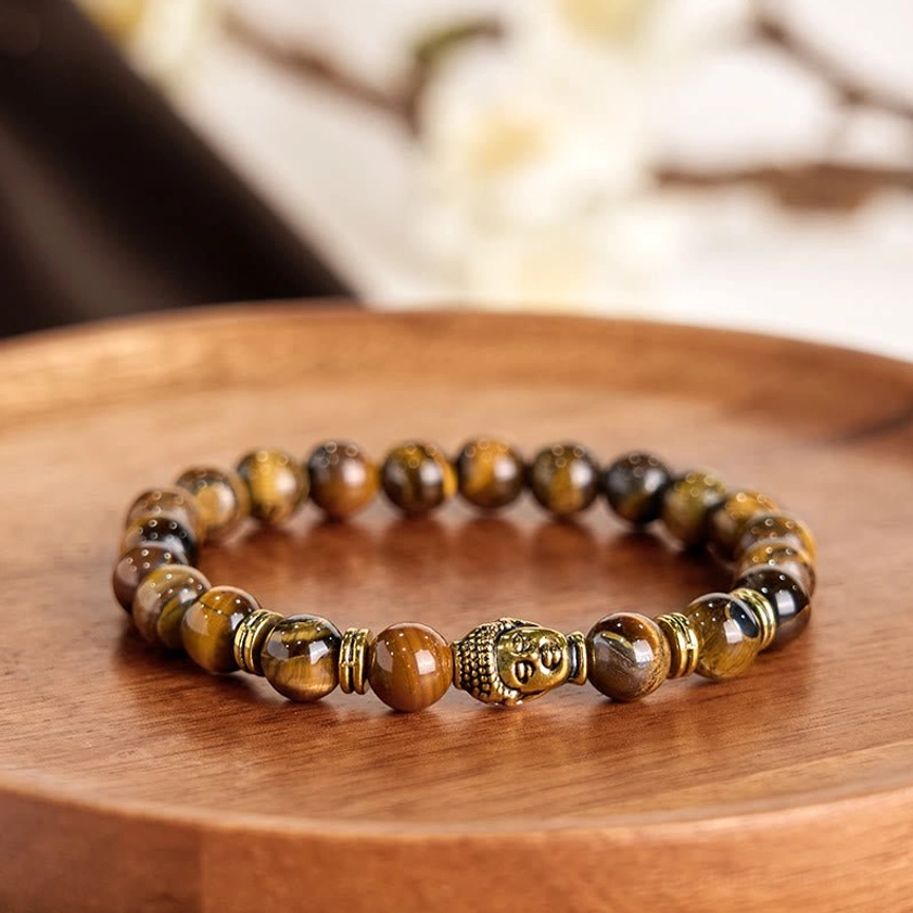 Tiger Eye Buddha Bracelet Stress Relief – Calming Energy Stone