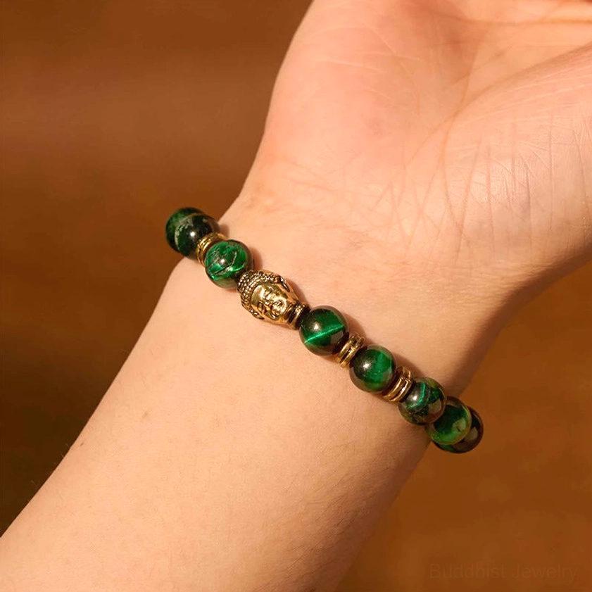 Tiger eye Buddha meditation bracelet - mindfulness and spiritual practice jewelry