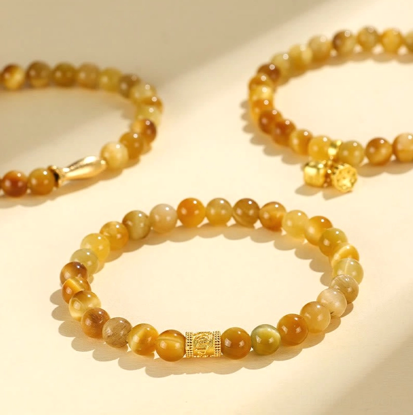 Tiger eye buddhist protection bracelet elastic band premium quality