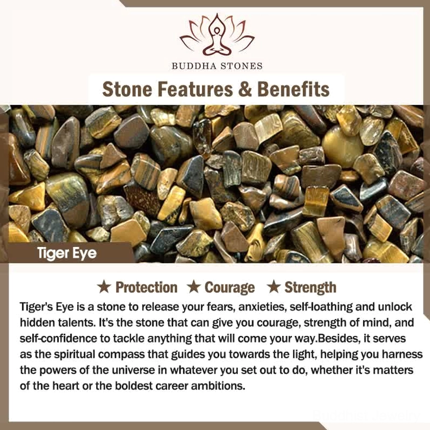Tiger eye stone benefits card - protection courage strength spiritual guidance