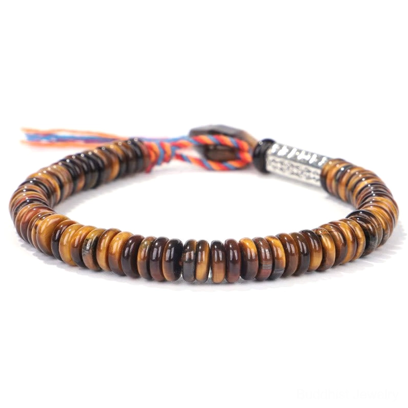 Unisex tiger eye protection bracelet with Buddhist mantra charm suitable for daily spiritual practice