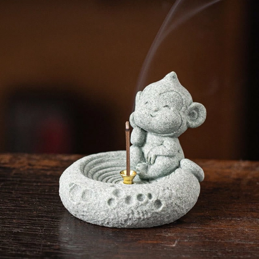 Tiger zodiac incense burner front view product angle