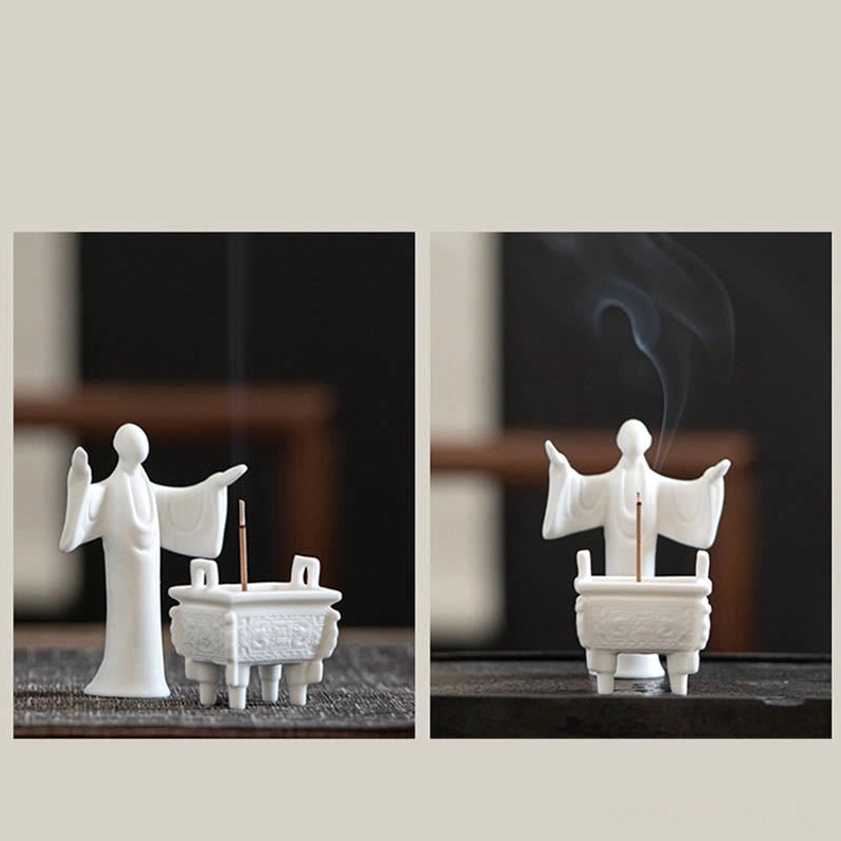 Buddhist ceramic incense burner displaying traditional artistic craftsmanship with auspicious dragon and lion motifs