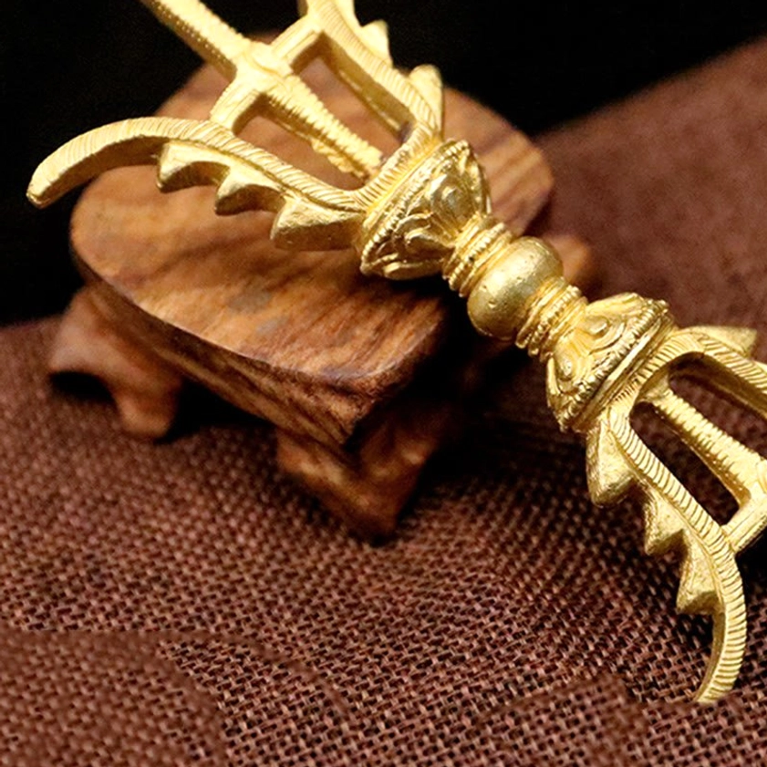 Traditional handmade vajra dorje with aged patina, symbol of spiritual strength and enlightenment consciousness
