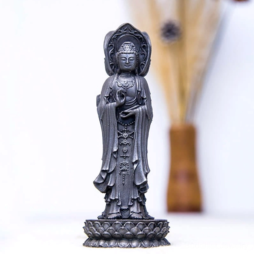 Three-sided Avalokitesvara showing all angles of multi-face Buddhist deity design