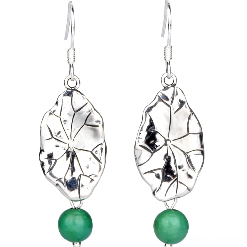 Handcrafted turquoise and silver lotus earrings symbol of rebirth and enlightenment