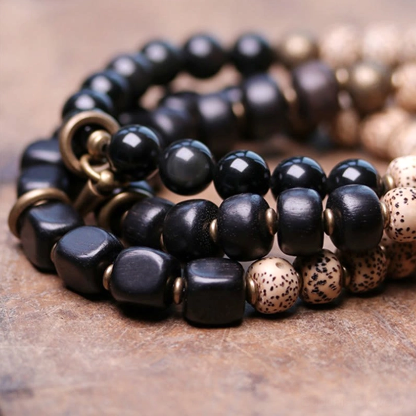 Unisex Buddhist peace bracelet with mixed materials for meditation and spiritual protection