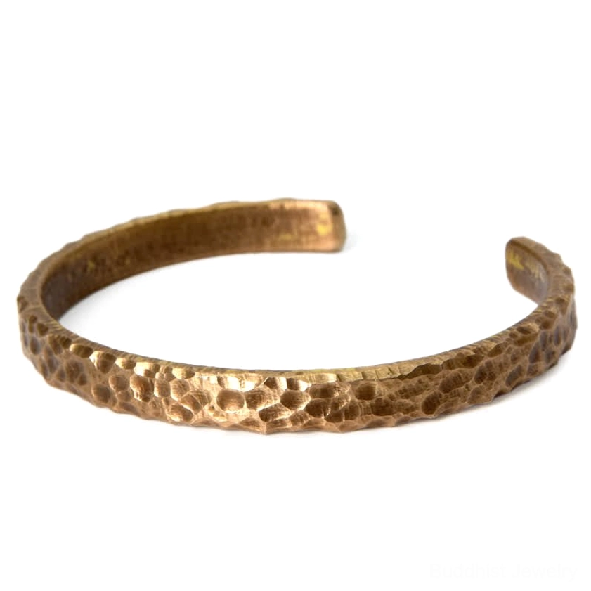 Hammered texture copper cuff bracelet unisex design suitable for all ages and personal spiritual styles