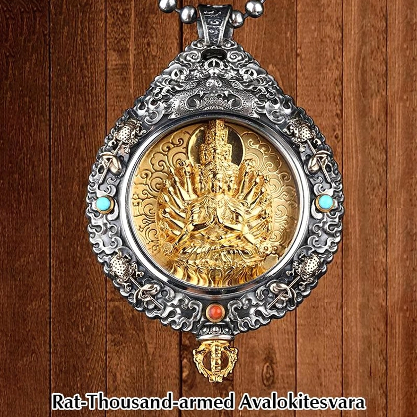 Vintage copper buddhist natal buddha pendant with patina finish showing authentic hand-carved artisan craftsmanship