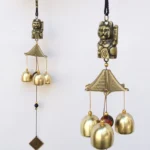Wealth cat wind chime bell handmade copper antique bronze two sizes lucky cat chime