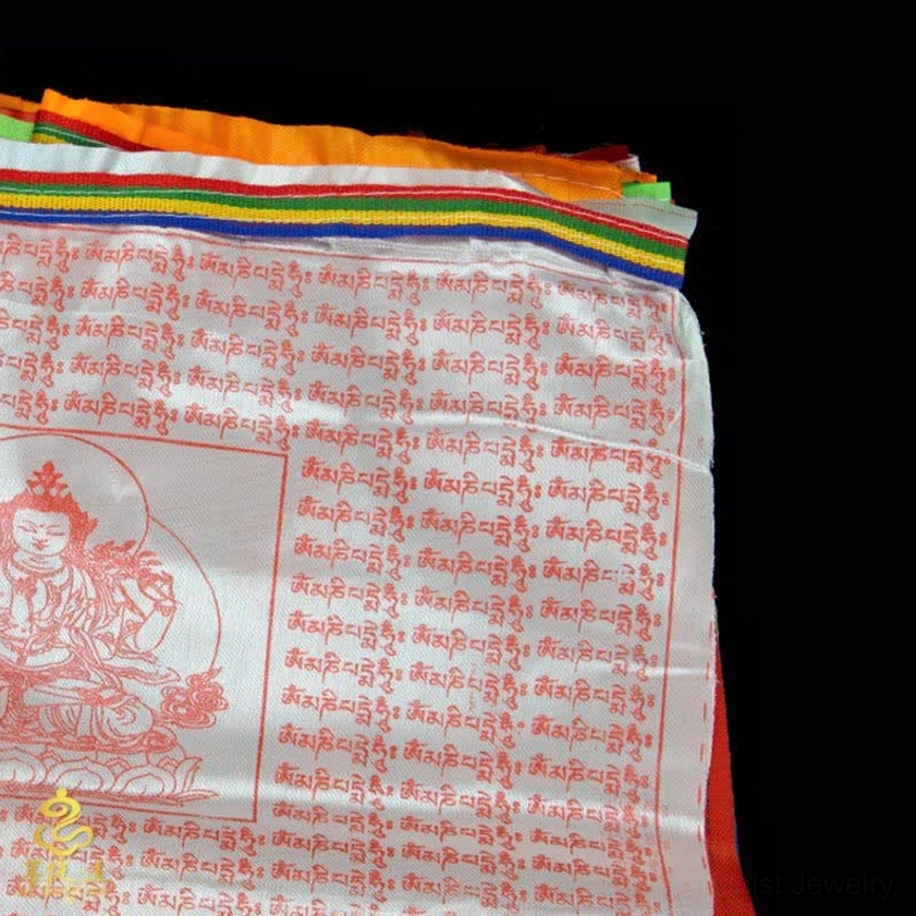 Weather-resistant polyester Buddhist prayer flags maintaining vibrant colors in outdoor conditions year-round