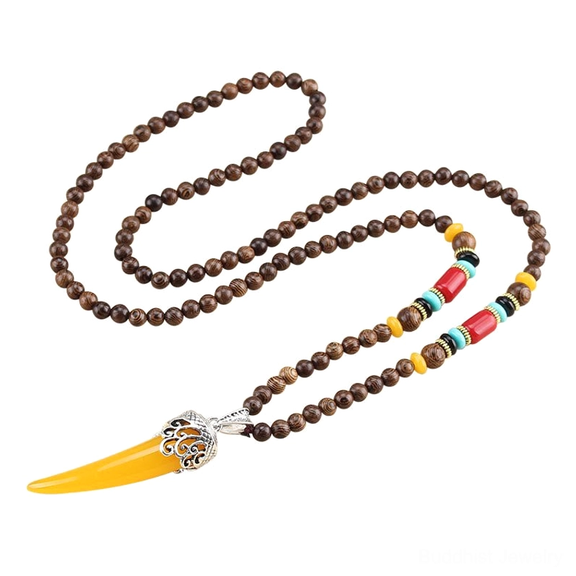 Single wenge wood turquoise horn pendant necklace yellow resin with silver decorative cap and wood bead chain