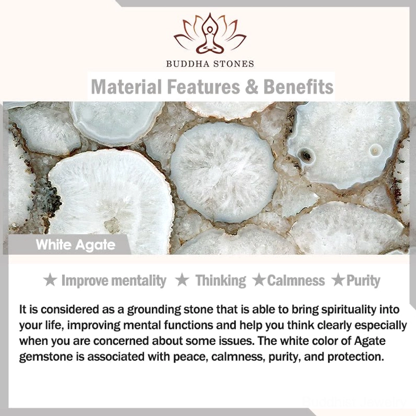 White Agate Crystal Benefits Card - Mental Clarity Intuition Peace Protection Properties