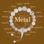White agate pearl 18-bead bracelet infographic showing gemstone types and spiritual meanings on yin yang background