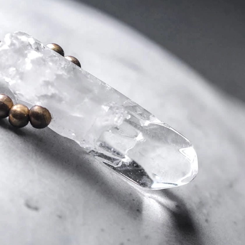 White Crystal and Black Rutilated Quartz bracelet for spiritual balance and intuition