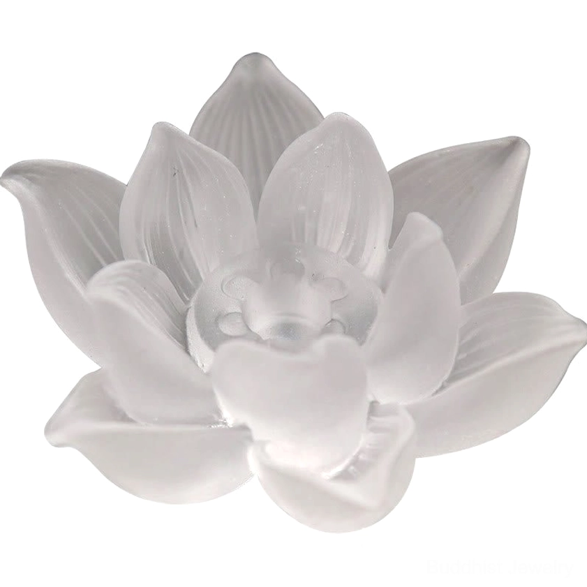 Full frosted white lotus incense burner detailed petal carving pure white background