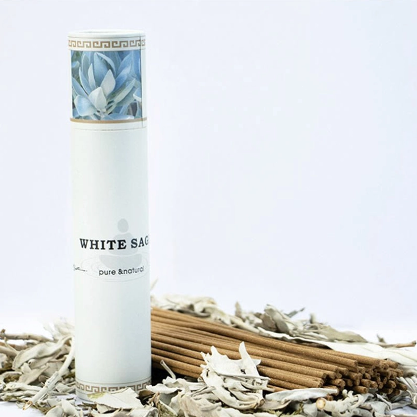 White sage incense spiritual cleansing ritual product bundle with natural botanical elements