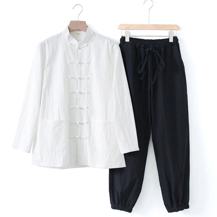 White Tang suit for men - pristine linen cotton blend for meditation retreats