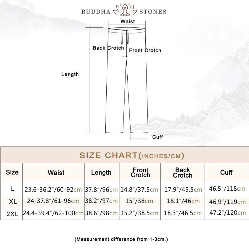 White wide leg pants size chart with detailed measurements for waist, length, crotch depth, and cuff width in sizes L, XL, and 2XL