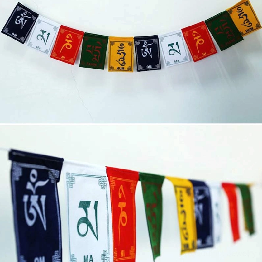 Windhorse Lungta Buddhist prayer flags for good fortune protection and spiritual blessings