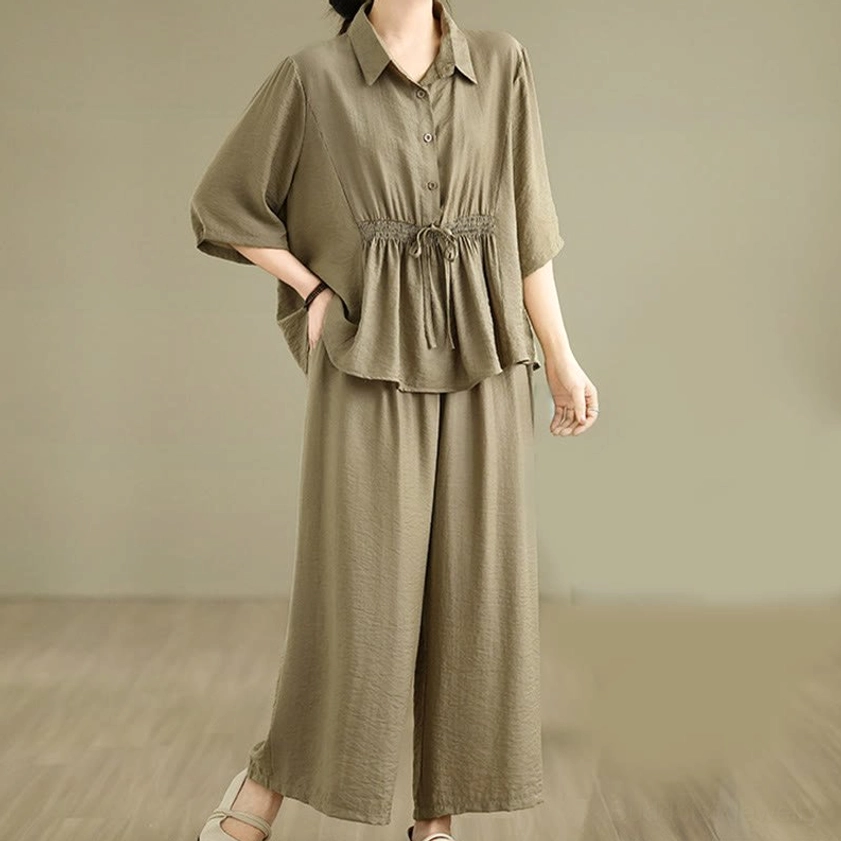 Women's mindful practice clothing - Buddhist meditation set in natural earthy colors for conscious living