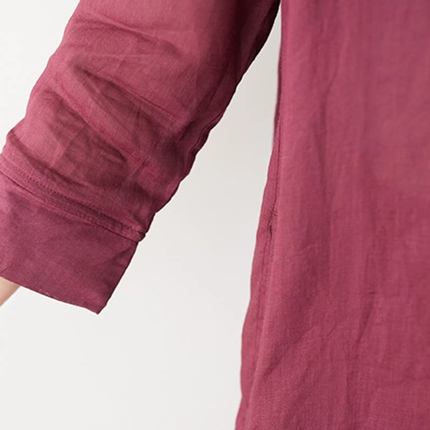 Women's burgundy meditation and tai chi set showcasing traditional spiritual practice garment