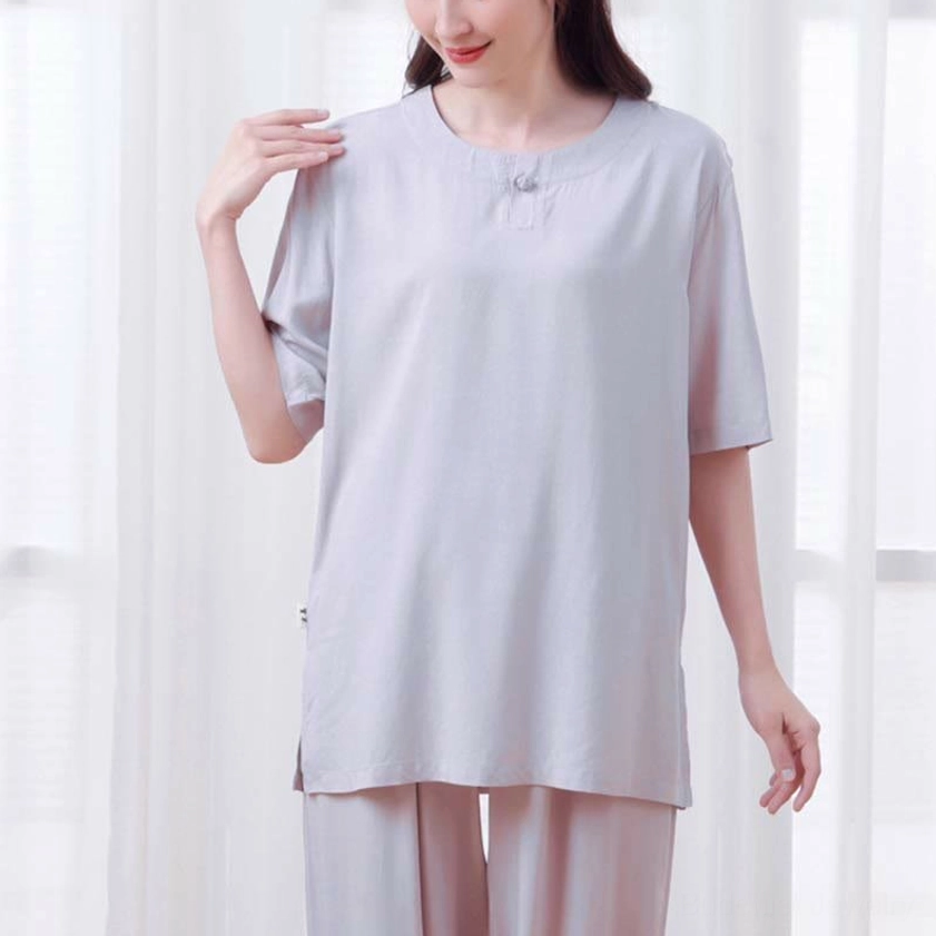 Navy meditation wear set showing complete two-piece ensemble for yoga tai chi and mindfulness practice
