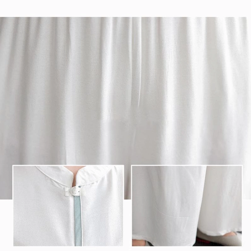 Women's tai chi meditation uniform set sizing and fit guide, all sizes displayed